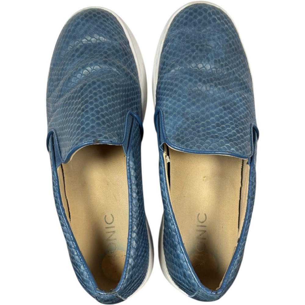 Vionic Midi Blue Leather Snake Print Slip On Sneakers 7.5 - Picture 7 of 13